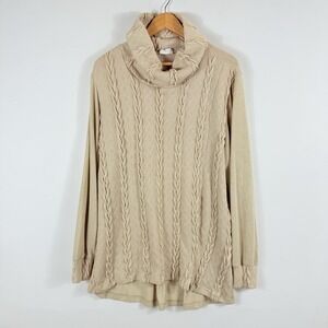 Simple Suzanne‎ Betro Cowl Neck Sweater Womens Large Beige Coastal Grandma Hygge